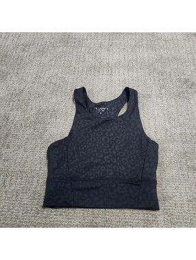 All Fenix Black Leopard Print Racerback Crop Top Sports Bra Size S